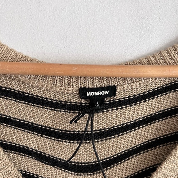 Monrow Striped Flare Sleeves Bohemian Sweater Pullover - Picture 3 of 8